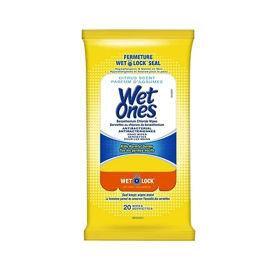 Wet Ones Antibacterial Citrus Scented Hand and Face Wet Wipes
