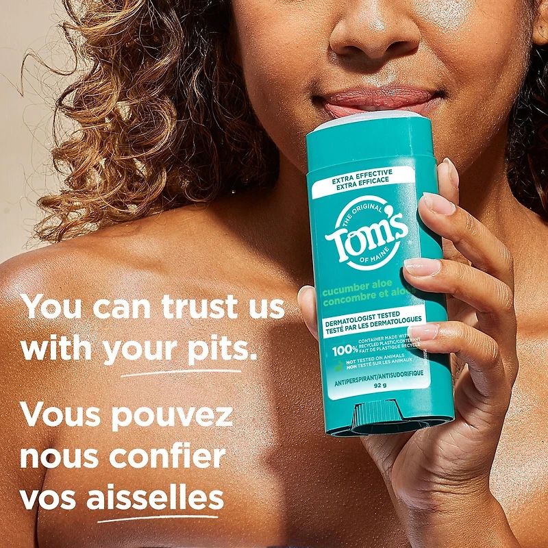 Tom's of Maine Antisudorifique au concombre et à l'aloès pour femmes et hommes, avec aluminium recyclé, 92 g Tom's of Maine Antisudorifique conc et l'aloès