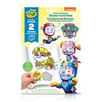 Crayola Colour & Shapes Sticker Activity Book, Paw Patrol, Includes 32 page book and 4 sticker sheets