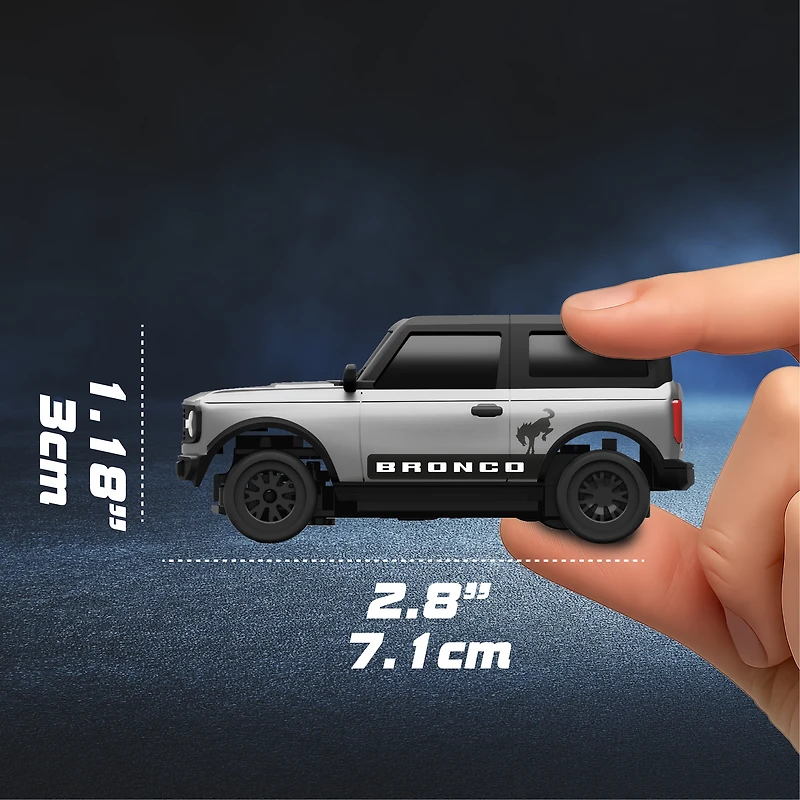 Adventure Force 1:64 Scale RC Nano Racer Ford Bronco Grey, Rechargeable Mini Remote Control Car with Lights – Red, Ages 6+