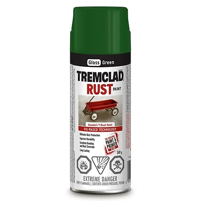 Tremclad Gloss Green Alkyd Rust Spray Paint, 340 g