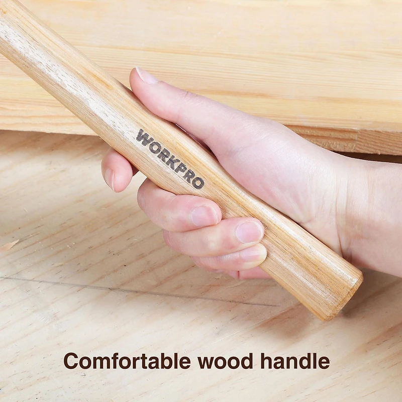 WorkPro 16 Oz Wooden Claw Hammer, Wood Handle