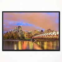 Design Art Calgary at Night Framed Canvas Art Print