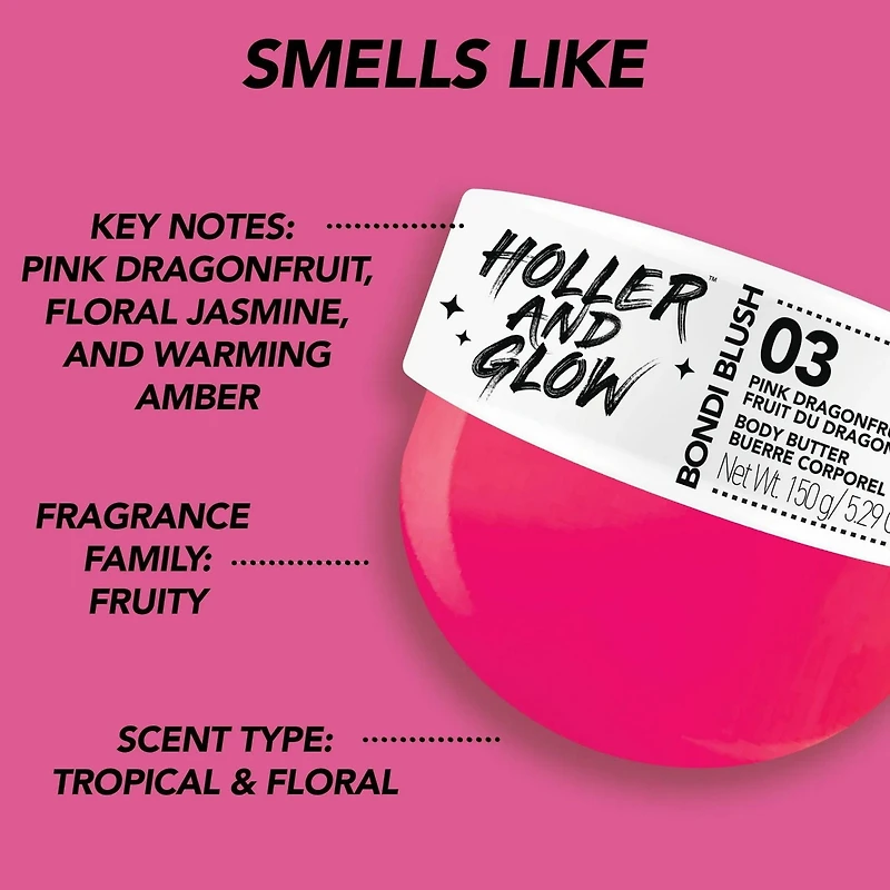 Beurre corporel Holler & Glow Bondi Blush rose fruit du dragon