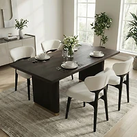 Ensemble de 4 chaises de salle à manger modernes Noble House en bois massif, revêtues de tissu noir