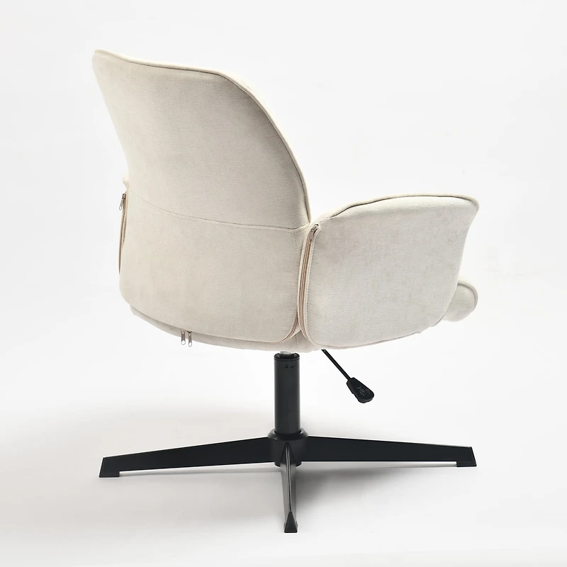 Fauteuil pivotant Homy Casa réglable en hauteur et siège rembourré, tissu chenille beige