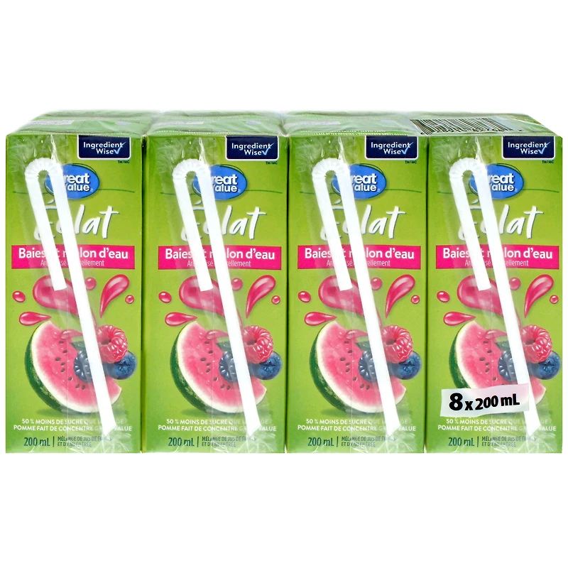 Great Value Éclat - Baies et Melon d'eau 8x200ml