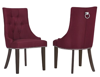 Aerys Upholstered Chair in Red Linen Fabric, Dining Chairs Set of 2