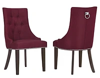 Aerys Upholstered Chair in Red Linen Fabric, Dining Chairs Set of 2