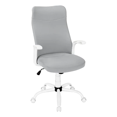 Monarch Specialties Office Chair, Adjustable Height, Swivel, Ergonomic, Armrests, Computer Desk, Work, Metal, Mesh, White, Grey, Contemporary, Modern