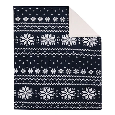 Holiday Jacquard Sherpa Throw, Blue 60" x 70"