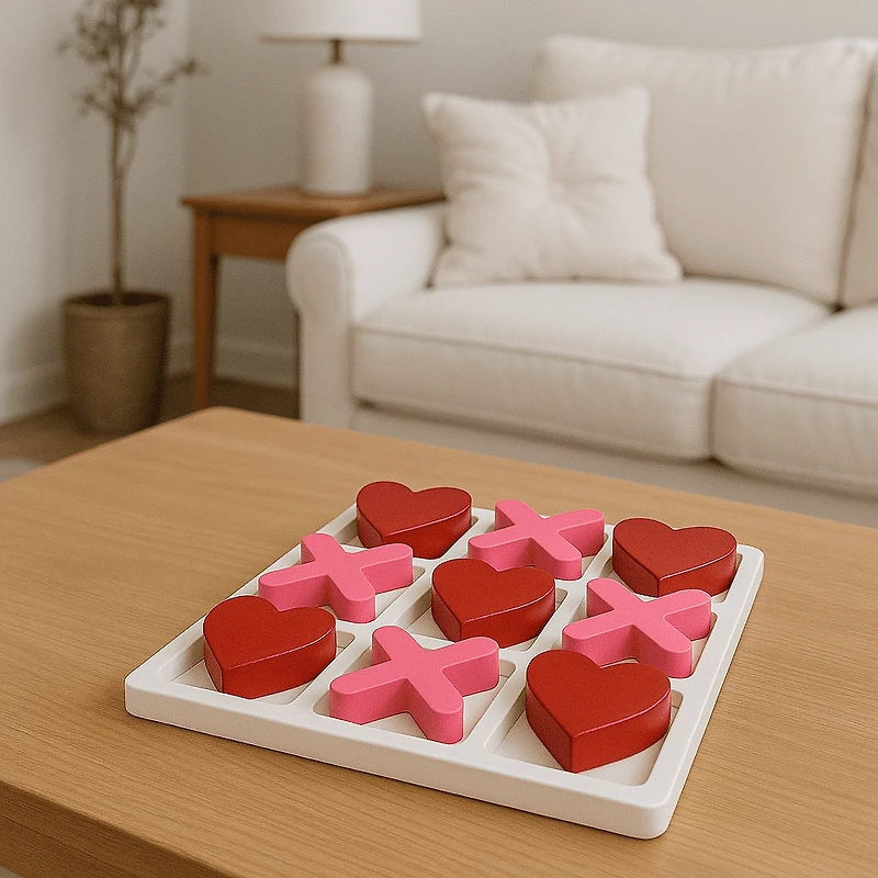 Way To Celebrate! Jeu de Tic Tac Toe rouge et rose 5,91 po, jolie déco de table Saint-Valentin