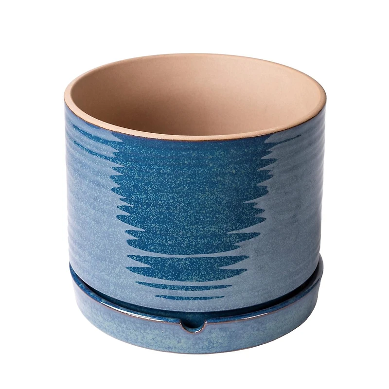 Better Homes & Gardens 6" Ceramic Round Planter Pot-Teal, Flower pot