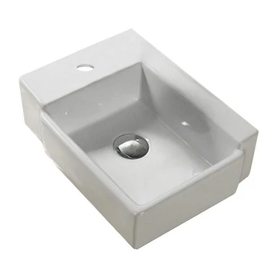 American Imaginations -in. W Above Counter White Bathroom Vessel Sink For 1 Hole Left Drilling AI