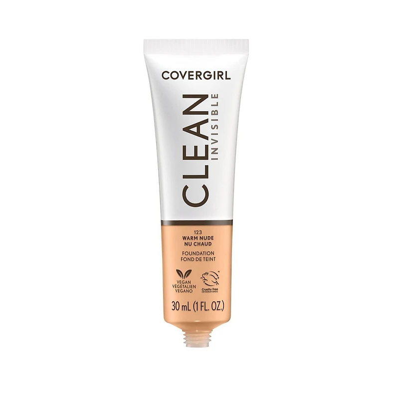 Clean Invisible, Fond de teint, Formule estompable, Couvrance modulable, Léger, Fini naturel, Non comédogène Propre et sans parfum