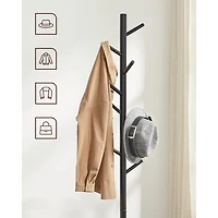 Boutique Home Adjustable Free-standing Coat Rack with 8 Hooks & 3 Height Options, Black