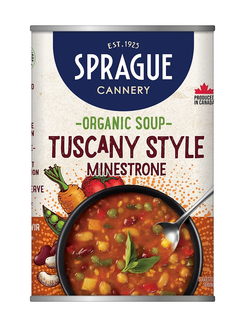 Sprague Organic Tuscany-Style Minestrone Soup, 398ml - Reheat and Serve