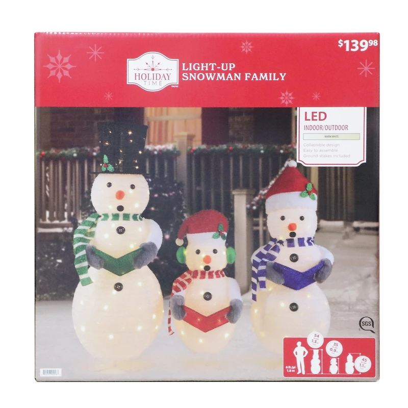 Holiday Time Light-up Snowman Family, 3-piece