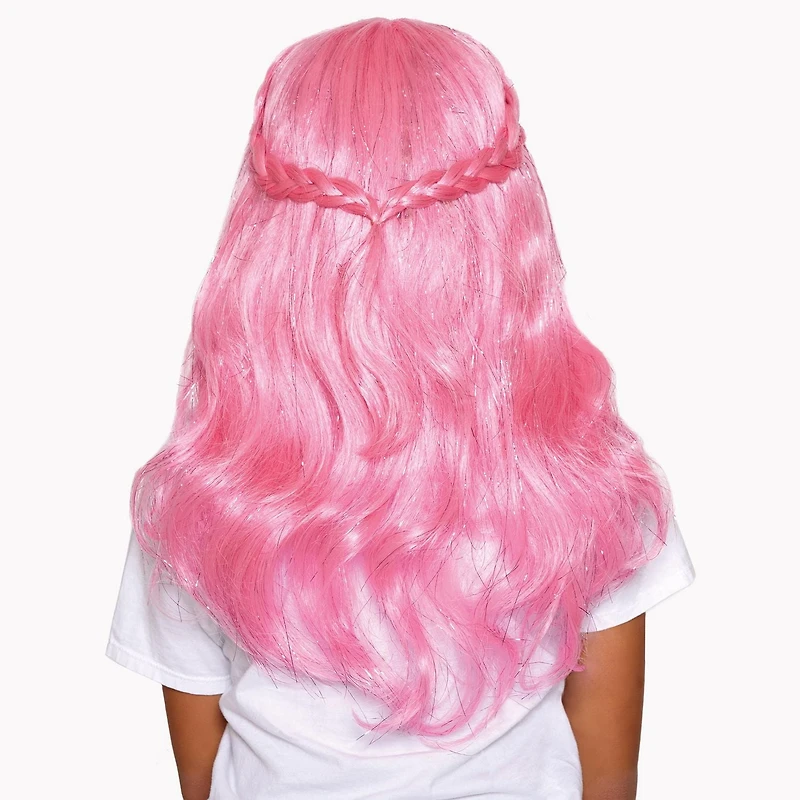 Girls Pink Magical Tinsel Wig