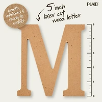 Plaid Unfinished Wood 5" Letter, M, Wood Letter
