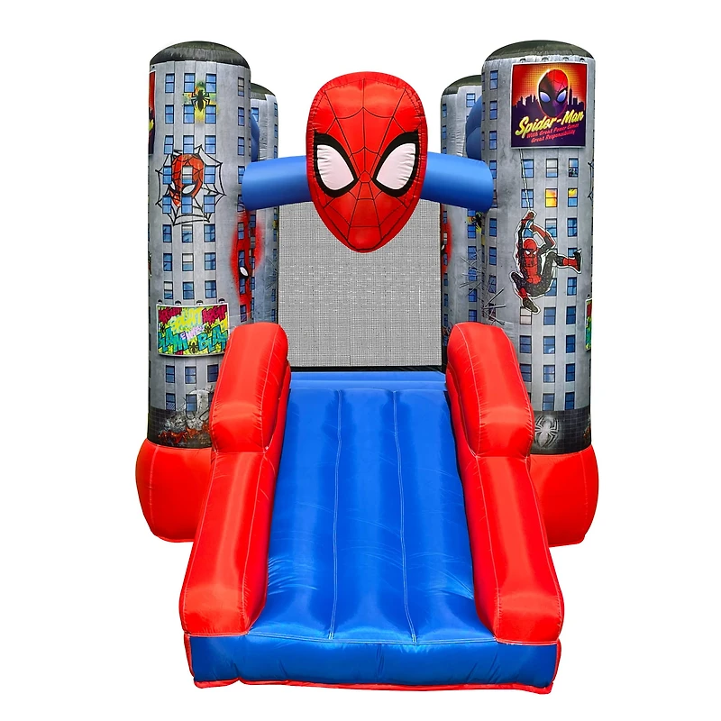 Funormous Disney Spider-Man Outdoor Bounce House with Slide, Plus Heavy Duty Air Blower with GFCI for Kids Ages 3-8 Years