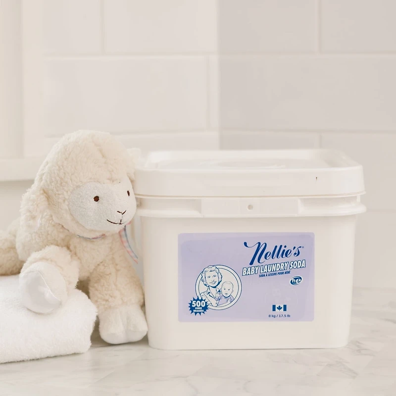 Lessive pour bébé Nellie's Baby Soda, 500 lavages, 8 kg, sans parfum