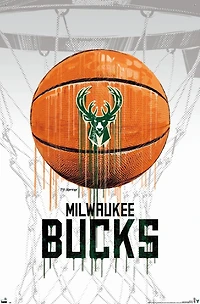 NBA Milwaukee Bucks - Drip Ball 20 Wall Poster, 22.375" x 34" Framed