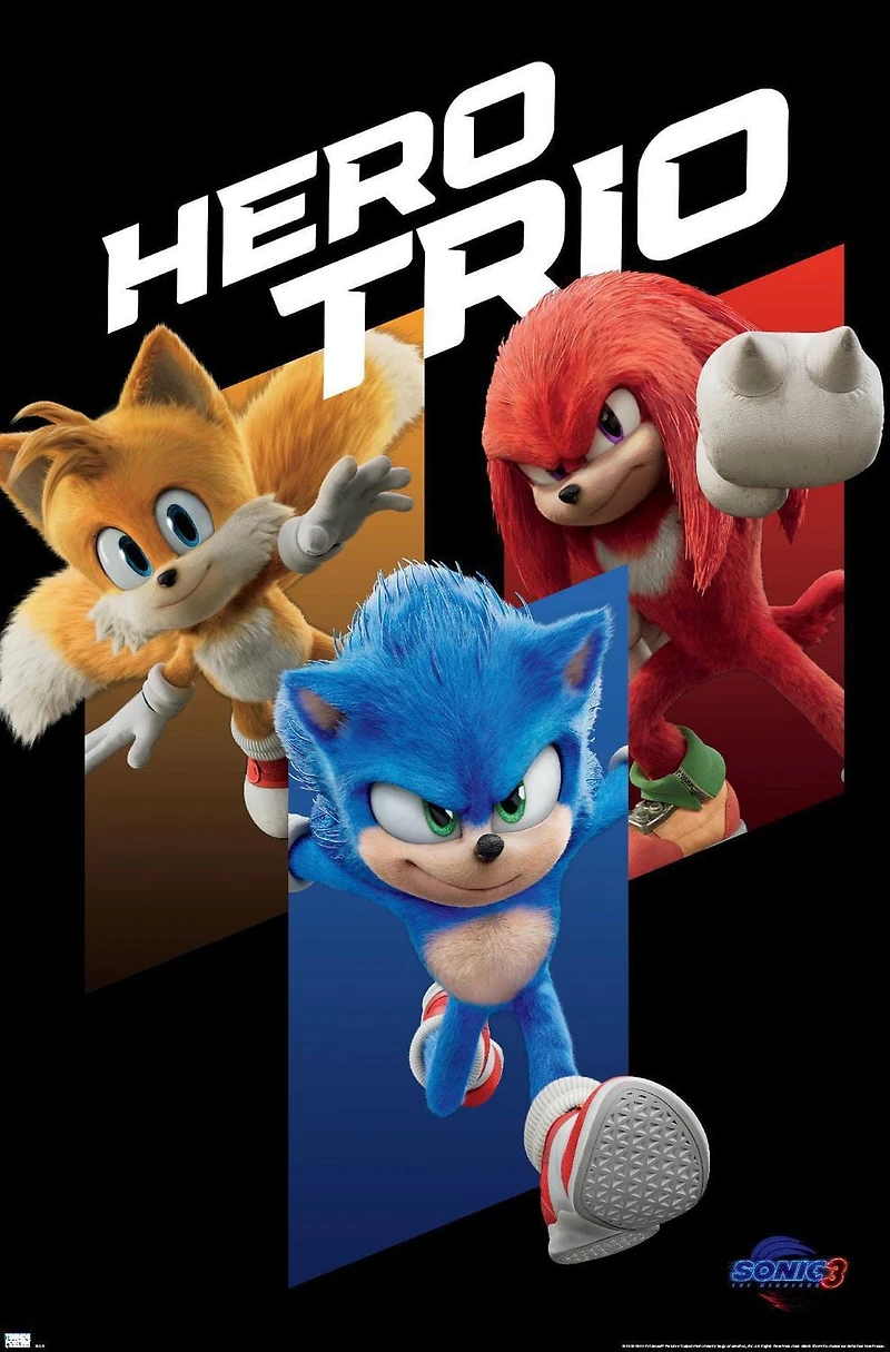 Sonic The Hedgehog 3 - Hero Trio Wall Poster, 22.375" x 34"