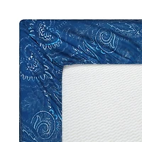 Marina Decoration Printed 600 Thread Count Soft Deep Pocket Hotel Standard Long Staple Cotton Blend Percale All Season Bedding Sheet Set, Navy Blue Paisley Pattern