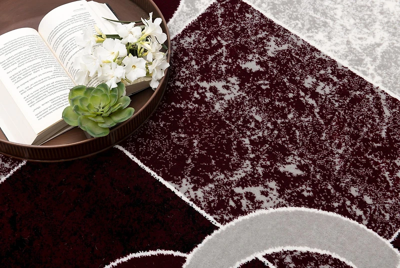 Rug Branch Montage 2' x 7' (Exact Size: 2'3" 7') Geometric Indoor Runner Rug, Red Grey, Modern - Entryway, Hallway, Bathroom, and Kitchen