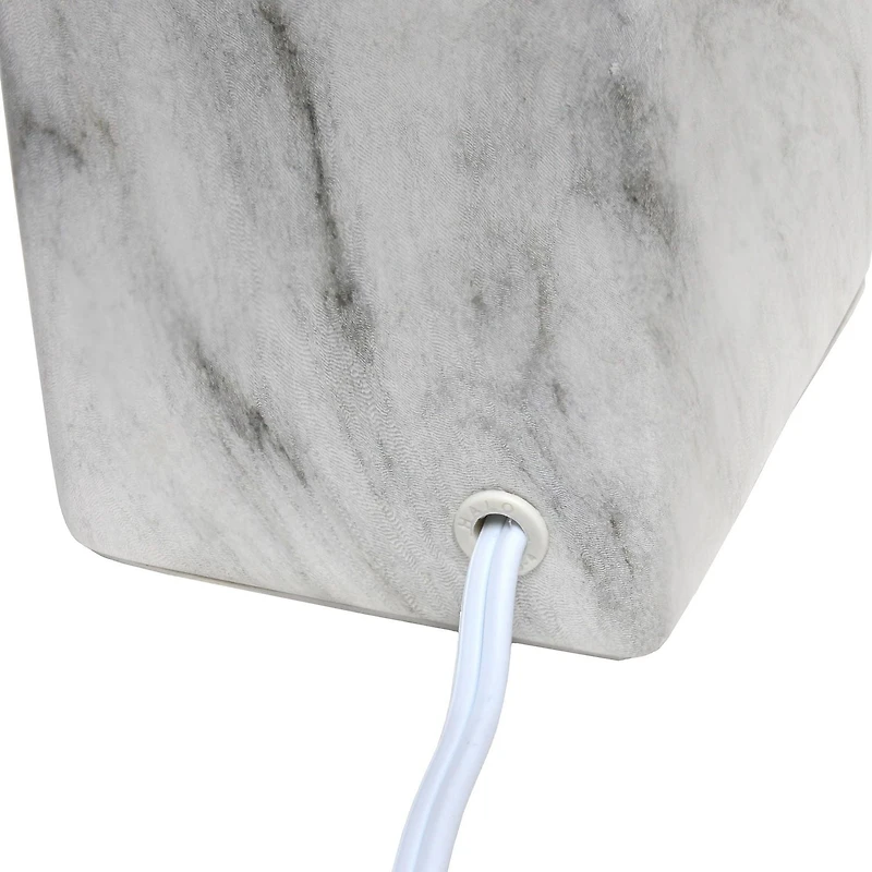 Simple Designs Petite lampe de table en céramique marbrée avec abat-jour en tissu