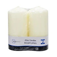 Mainstays 2PK bougies piliers ivoire, non parfumé Paquet de 2, 2.8"Dia x 6"H