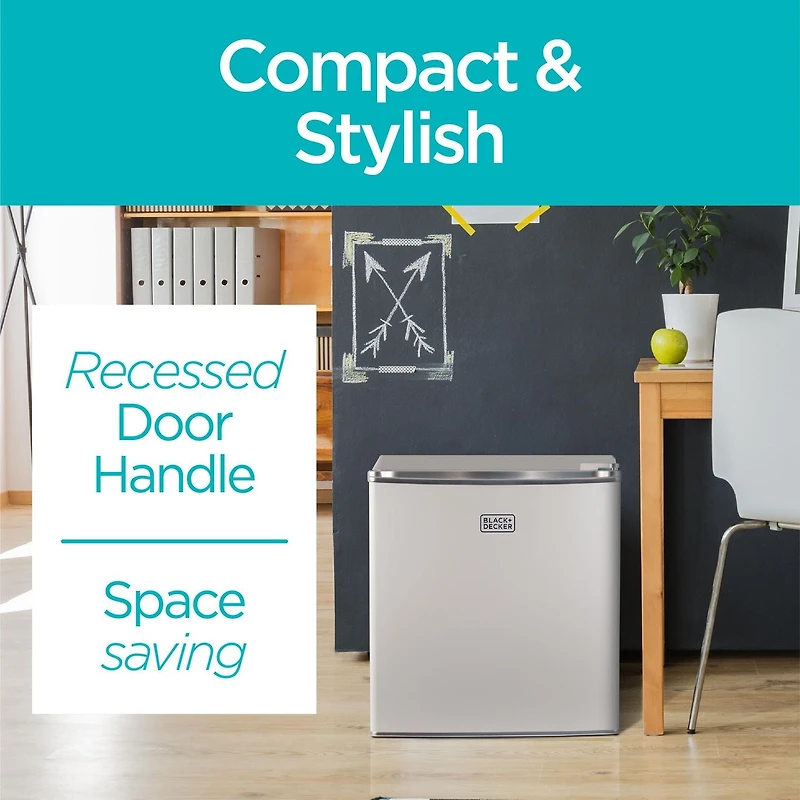Black + Decker BCRK17W Réfrigérateur compact Energy Star Mini-réfrigérateur à porte simple avec congélateur, 1,7 pieds cubes, blanc