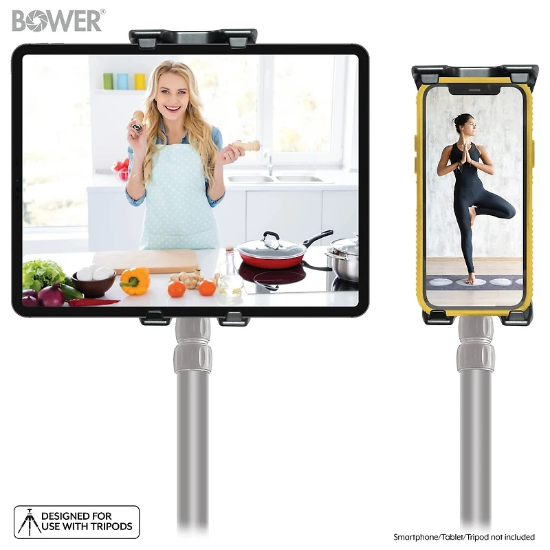 BOWER - SUPPORT DE TRÉPIED AVEC INCLINAISON À 45 DEGRÉS CONÇU POUR TÉLÉPHONES ET TABLETTES