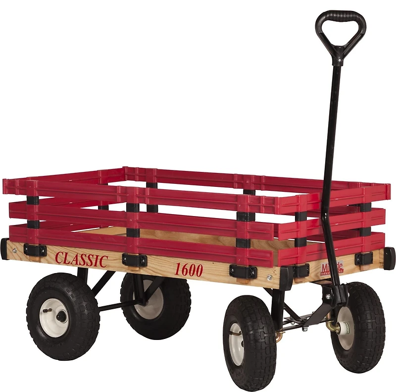Millside Classic Kids 20" x 38" Wood Wagon with Poly Racks