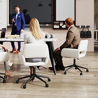 Homy Casa Desk Chair, Adjustable Task Office Chair with Fabric Upholstery, Ergonomic Backrest, Swivel, Beige