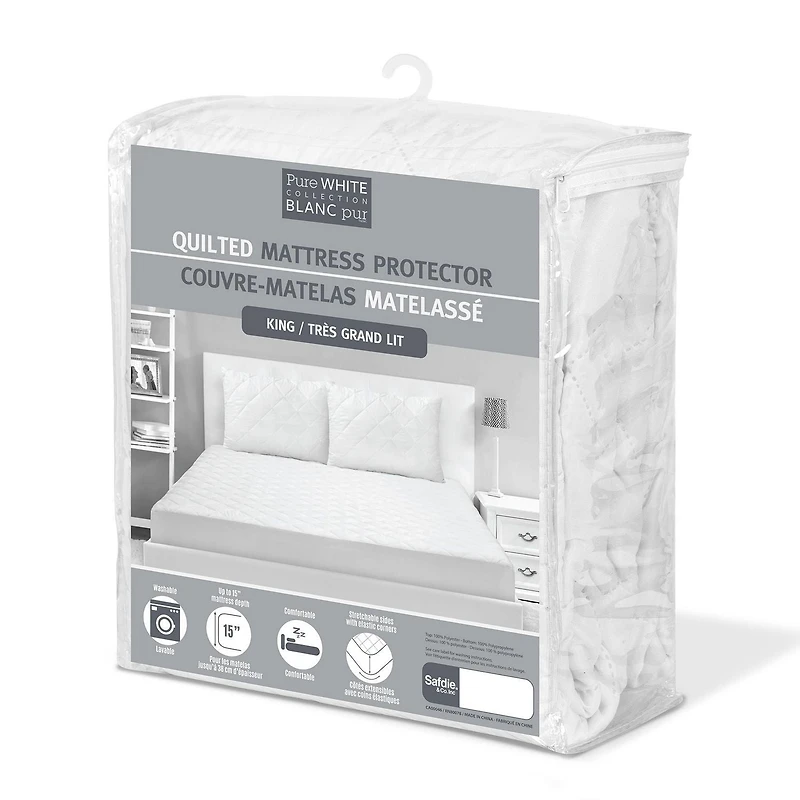 Safdie & Co. Mattress Protector K Quilted White
