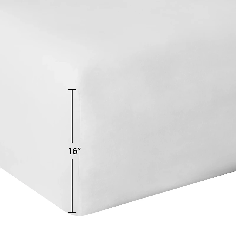 Parure de lit 4 pièces Mainstays en mélange de coton 300 nombre de fils (blanc) et CVC, pour lit double (adulte) Ensemble de draps 2 places