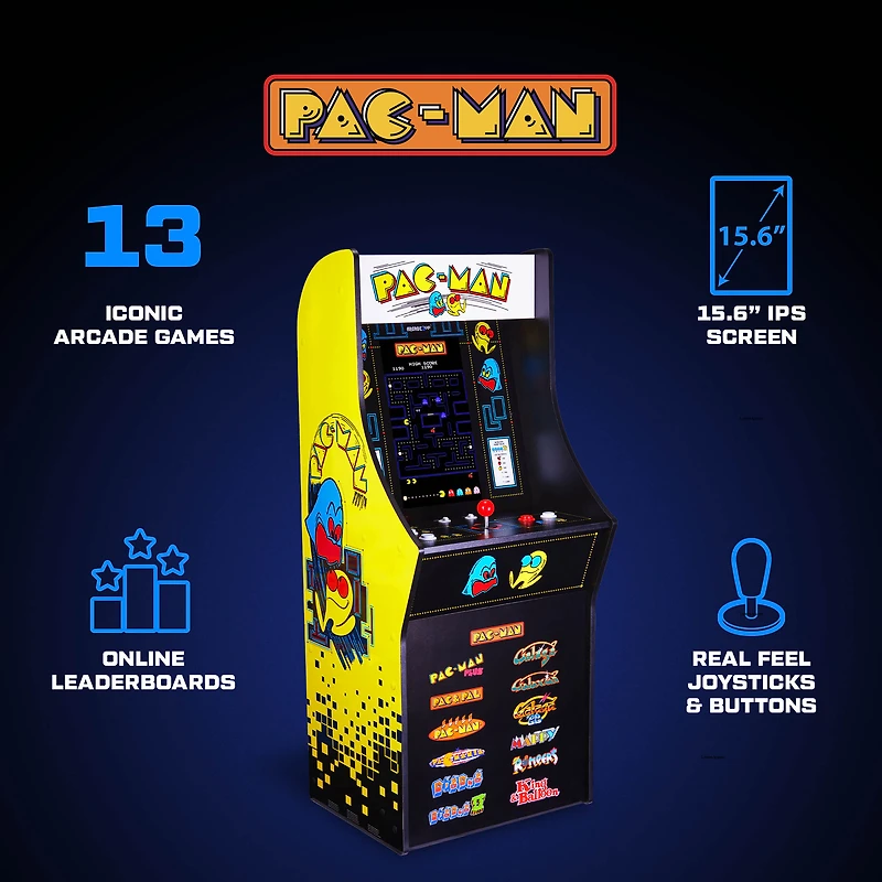 Arcade1Up PAC-MAN Classic SE Arcade Machine – 4-Foot Cabinet, 13 Classic Video Games, 15.6” IPS Display, Easy Assembly, Perfect for At-Home Gaming