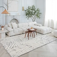 Rug Branch Nimbus Floral Indoor Area Rug, Cream Grey, Modern - Living Room, Bedroom, Dining Room, and Kitchen