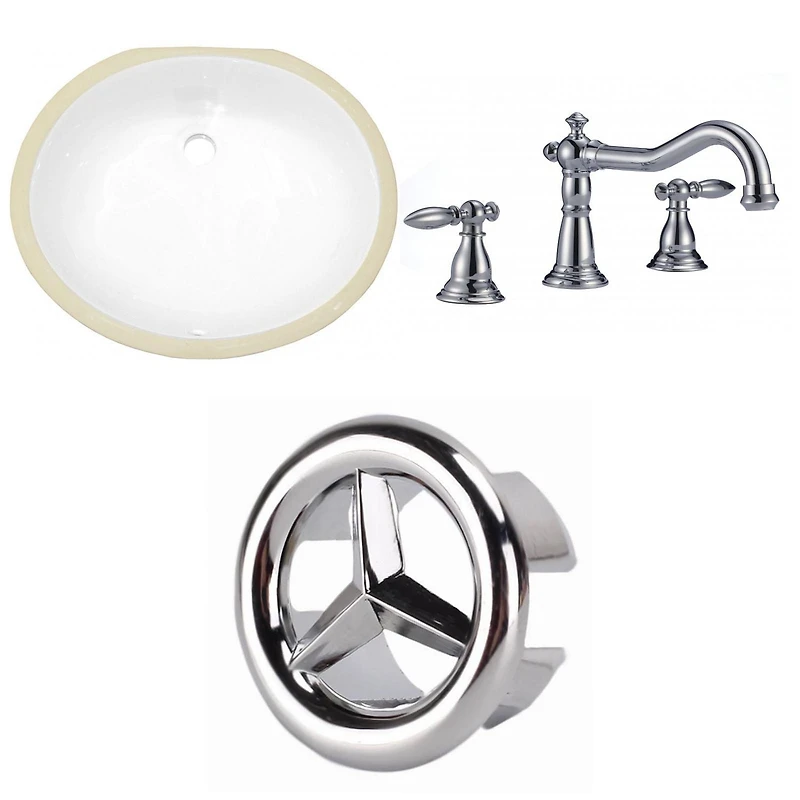American Imaginations 19.5-in. W CUPC Oval Bathroom Undermount Sink Set In White