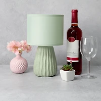 Conceptions simples 11,02 « Lampe de bureau de table de chevet d’accent pastel à texture céramique moderne traditionnelle de 11,02 « avec abat-jour en tissu assorti pour chambre à coucher, t