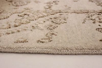 ECARPETGALLERY 5'0" x 7'9" Bordered Finest Oushak Hand-knotted Area Rug for Living Room, Dining Room and Bedroom in Ivory