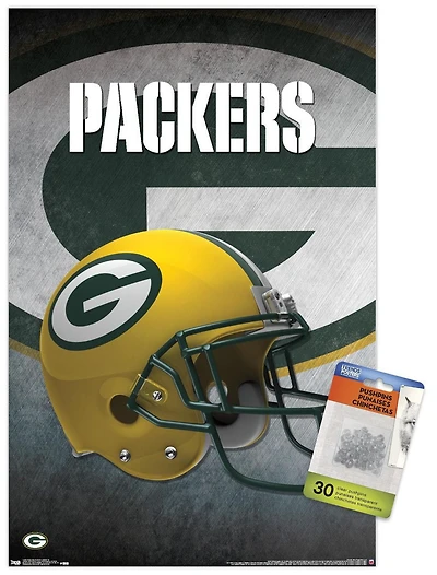 NFL Green Bay Packers - Helmet 16 Wall Poster, 22.375" x 34" Framed