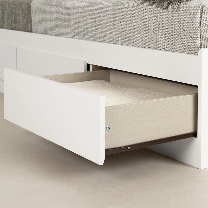 Ensemble lit matelot avec tête de lit bibliothèque Simple, fini Blanc solide, collection Reevo de Meubles South Shore