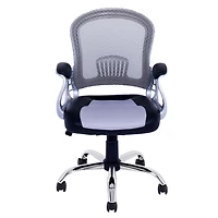 CorLiving Quinn Faux Leather and Mesh 19"-23" Seat Height Adult Office Chair with Lumbar Support, Grey/Black