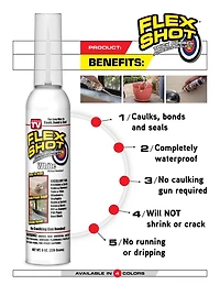 FLEX SHOT CLEAR 8 OZ THICK RUBBER ADHESIVE SEALANT, CAULK, BOND, & SEAL