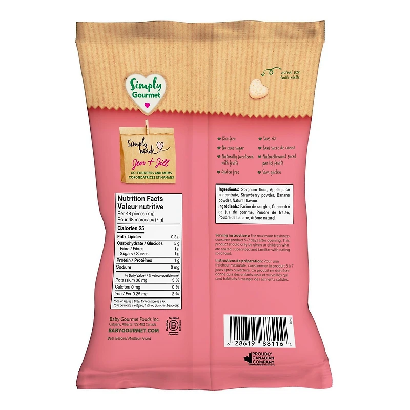 Collation pour bébé Simply Gourmet Puffies Fraise Banane Collations soufflées aux céréales