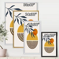 Designart Botanical Minimalist Leaf With Abstract Shapes IV FLOAT FRAME WALL ART