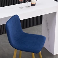 Homylin Modern Counter Height Bar Stools Set of 2, 30" Upholstered Bar Chairs Dining Stool with Backs, Golden Legs and Footrest for Home Bar Kitchen Island